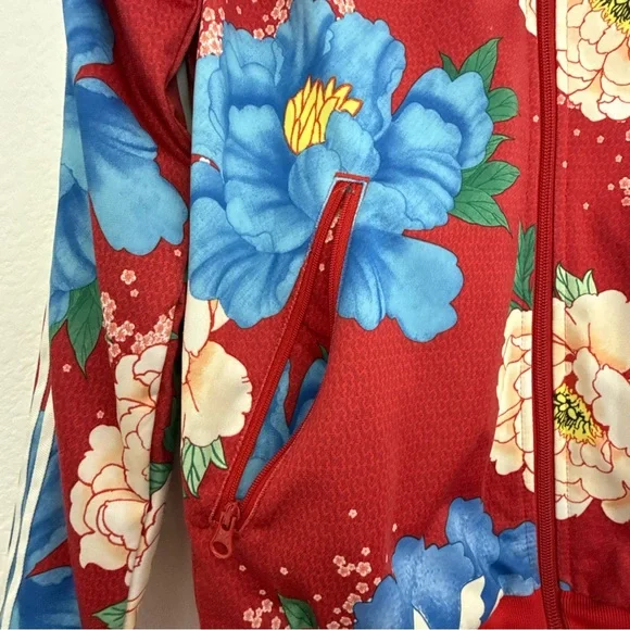 Adidas Red and Blue Floral Print Jacket Size XS - Picture 11 of 15